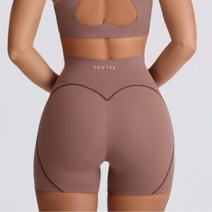Oh Polly Bo + tee Soft Active Mini Shorts in Mocha